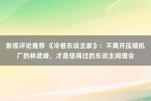 影视评论推荐 《冷巷东谈主家》：不离开压缩机厂的林武峰，才是信得过的东谈主间理会