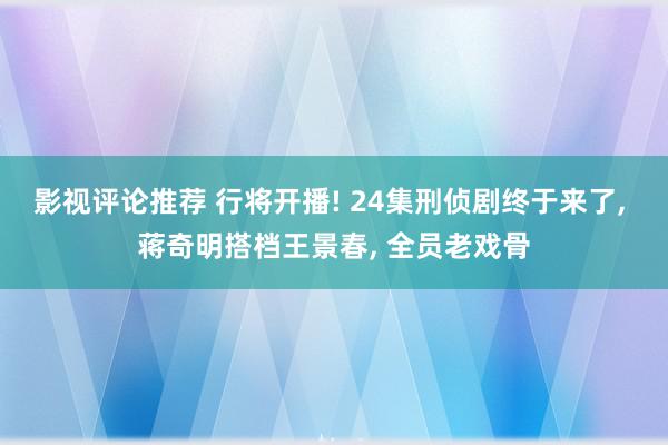 影视评论推荐 行将开播! 24集刑侦剧终于来了, 蒋奇明搭档王景春, 全员老戏骨