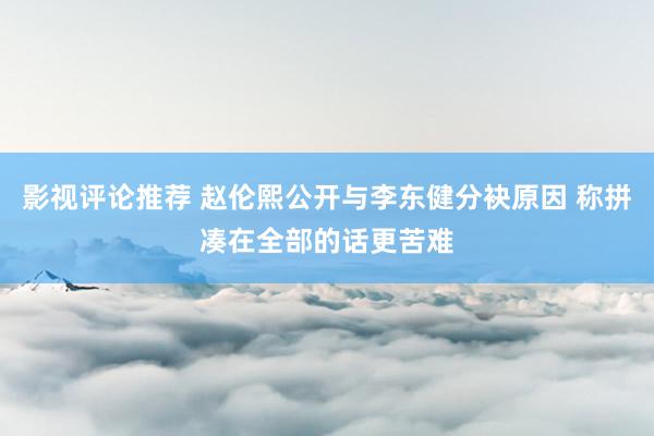 影视评论推荐 赵伦熙公开与李东健分袂原因 称拼凑在全部的话更苦难