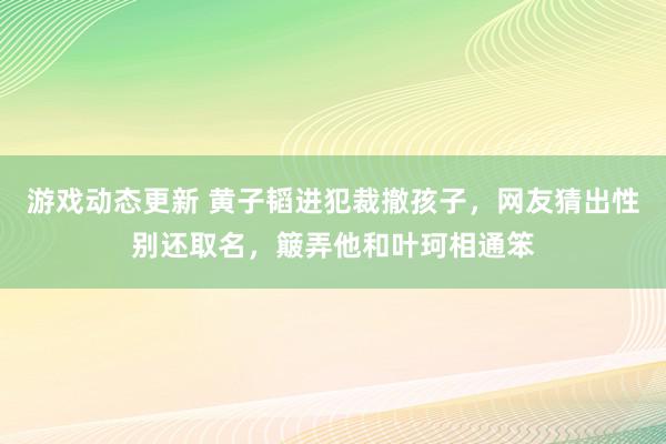 游戏动态更新 黄子韬进犯裁撤孩子，网友猜出性别还取名，簸弄他和叶珂相通笨