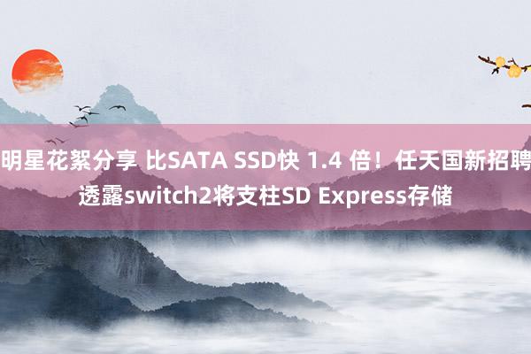 明星花絮分享 比SATA SSD快 1.4 倍！任天国新招聘透露switch2将支柱SD Express存储