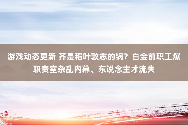 游戏动态更新 齐是稻叶敦志的锅？白金前职工爆职责室杂乱内幕、东说念主才流失