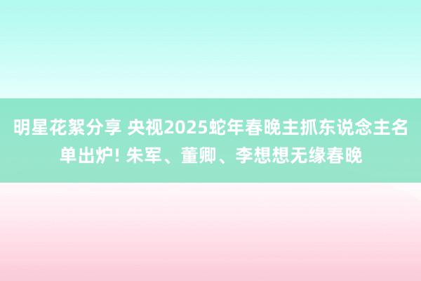 明星花絮分享 央视2025蛇年春晚主抓东说念主名单出炉! 朱军、董卿、李想想无缘春晚